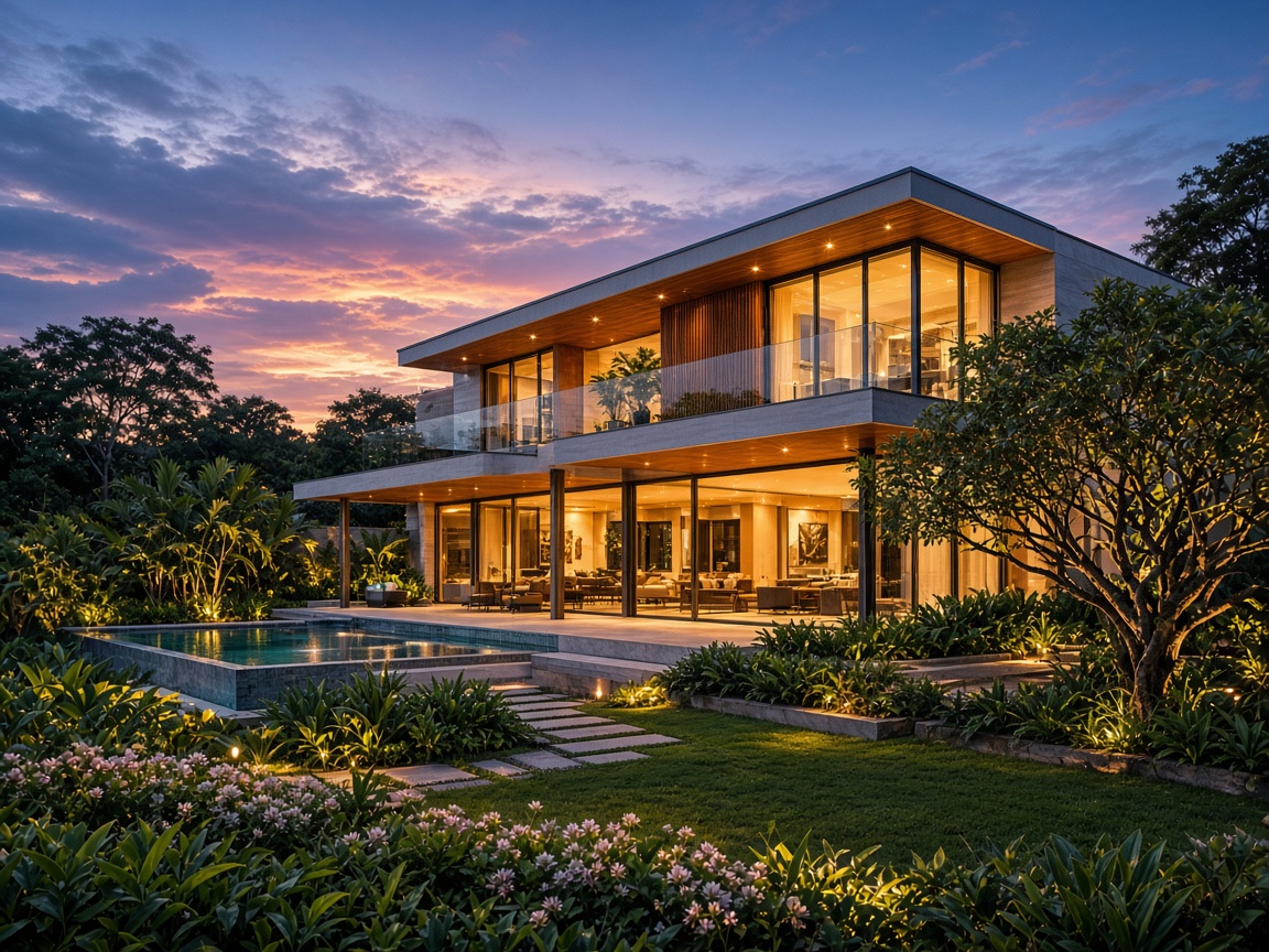 Casa moderna com jardim